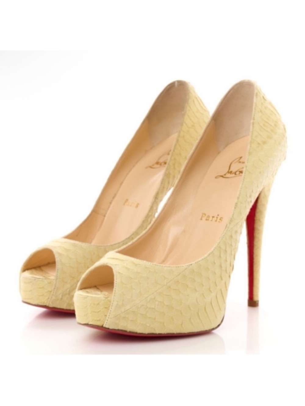 NEW Christian Louboutin Vendome 120 Watersnake Nubuck Primevere Size 7